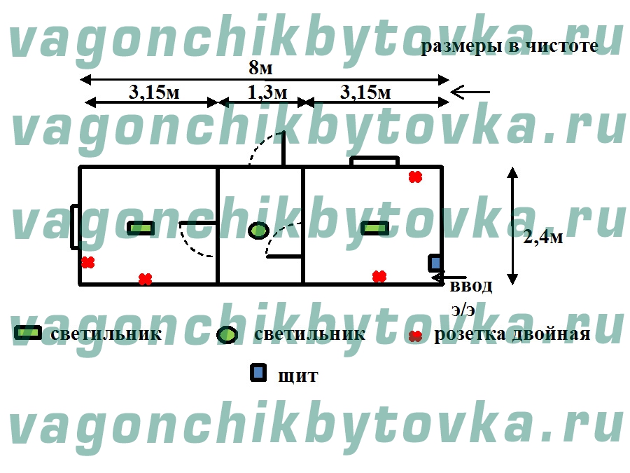 Строительная бытовка с внутренней отделкой - оцинкованный профлист